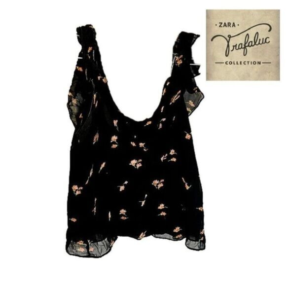 Trafaluc Collection Women's Floral Print Frilled‎ Sleeves Top - Picture 1 of 6